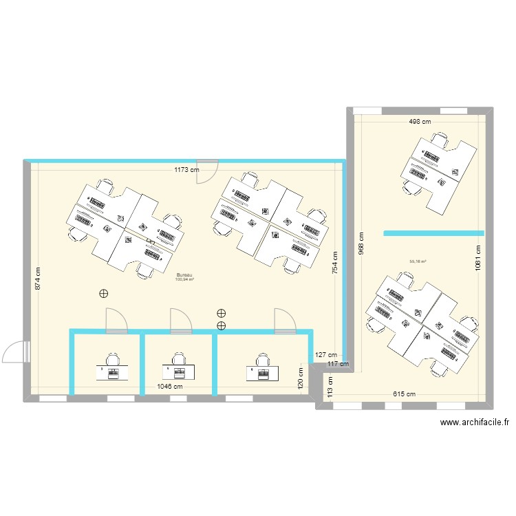 SAAD open space  V1. Plan de 2 pièces et 156 m2