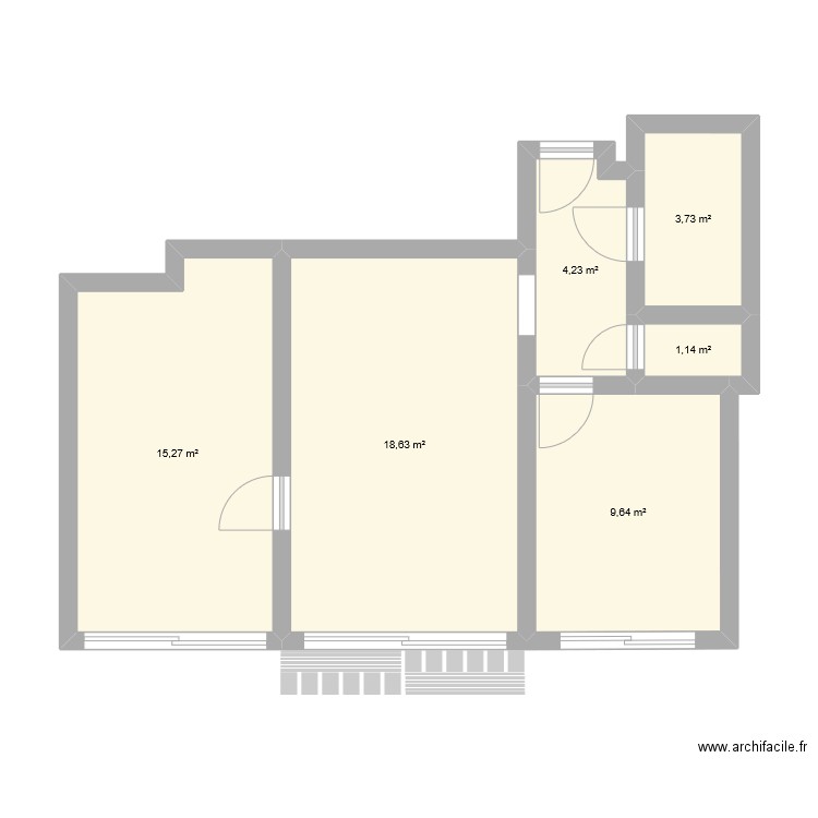 Les pins. Plan de 6 pièces et 53 m2