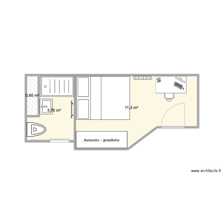 travaux 2. Plan de 3 pièces et 16 m2