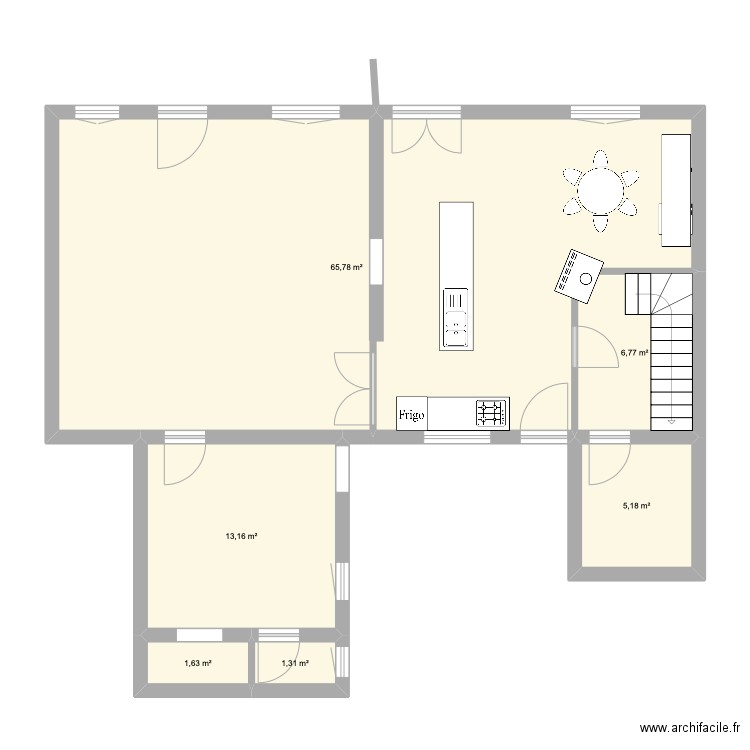 Proposition cuisine 4. Plan de 6 pièces et 94 m2