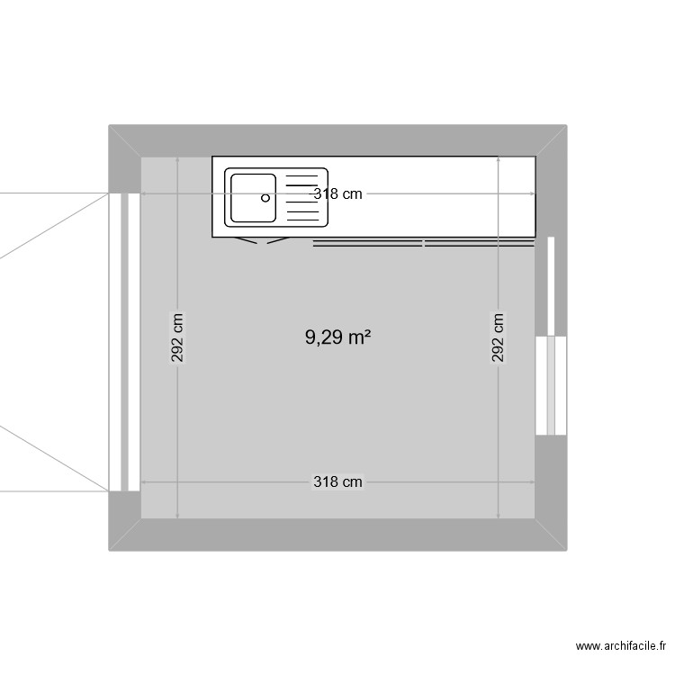 garage. Plan de 1 pièce et 9 m2