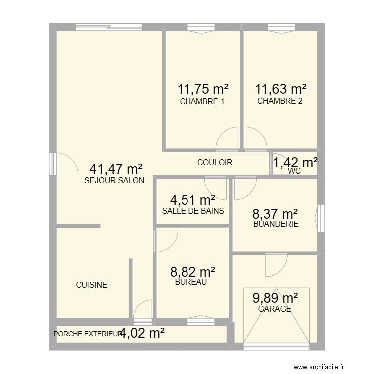 ETAT DES LIEUX. Plan de 9 pièces et 102 m2