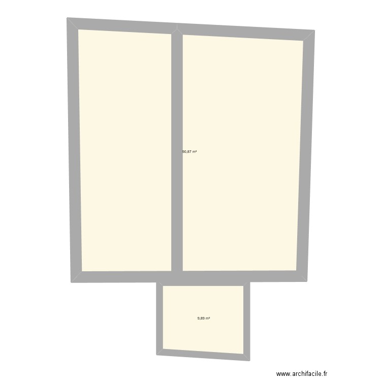 section. Plan de 2 pièces et 101 m2