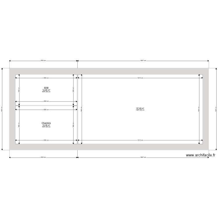 Plan Eric v1. Plan de 3 pièces et 85 m2