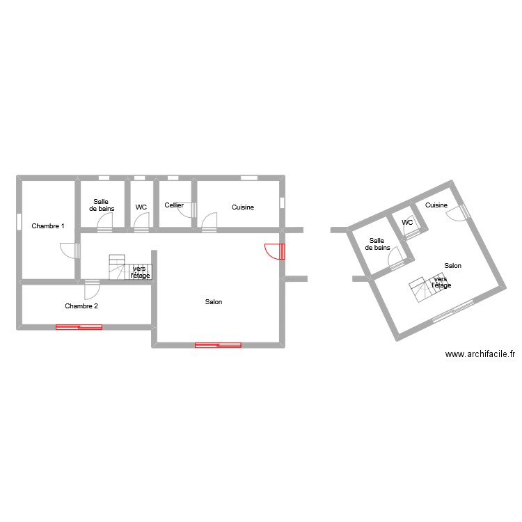 Jacob. Plan de 7 pièces et 72 m2