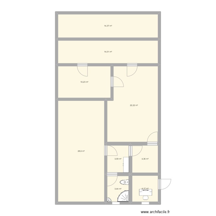 traite et fromagerie. Plan de 9 pièces et 105 m2