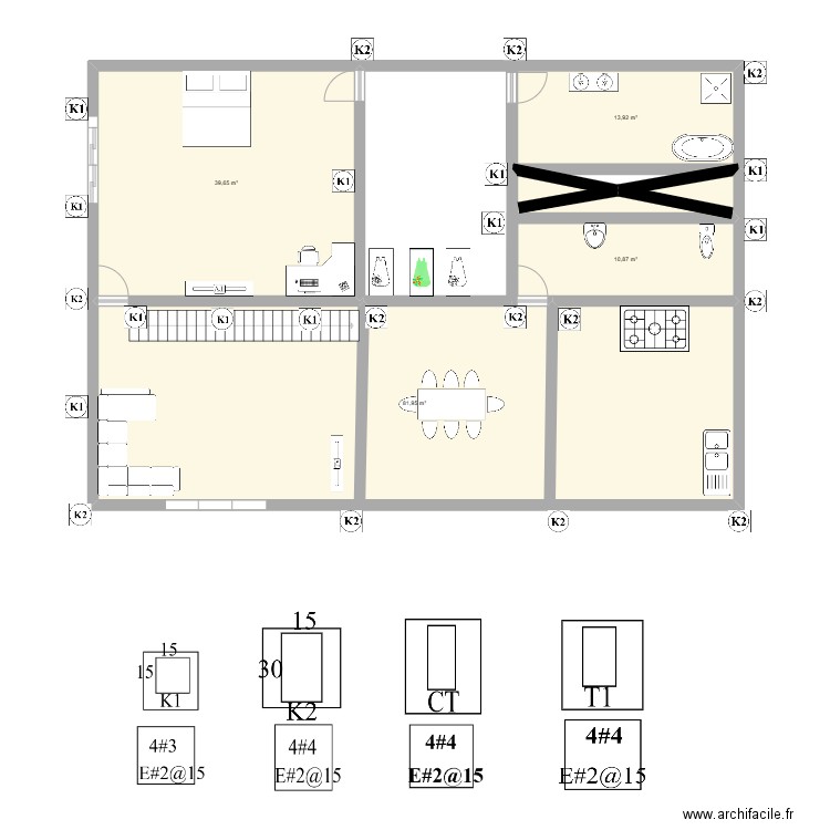 casa. Plan de 5 pièces et 147 m2