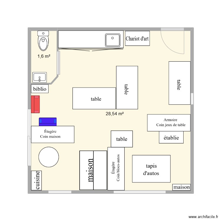 Les débrouillards. Plan de 2 pièces et 30 m2