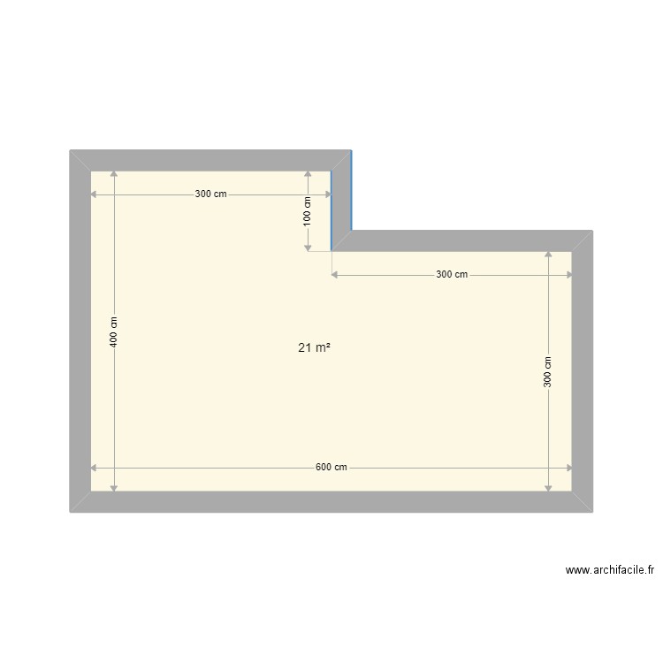 Cabine massage. Plan de 1 pièce et 21 m2