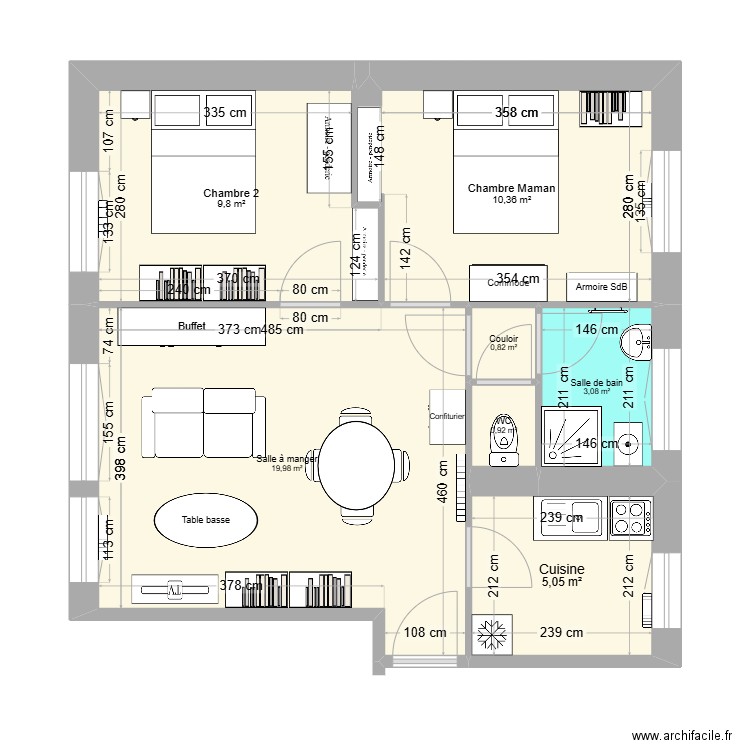 CLAIRIE. Plan de 7 pièces et 50 m2