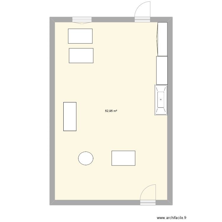 salon  de toilettage. Plan de 1 pièce et 53 m2