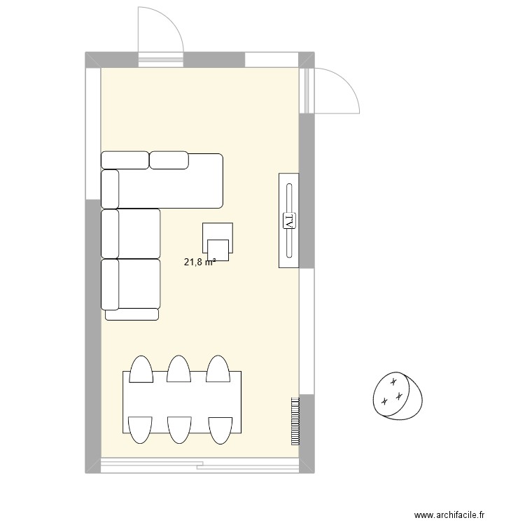 SALLE A MANGER. Plan de 1 pièce et 22 m2