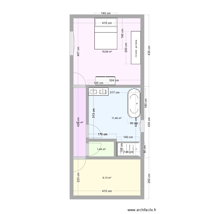 Plan extension . Plan de 5 pièces et 42 m2