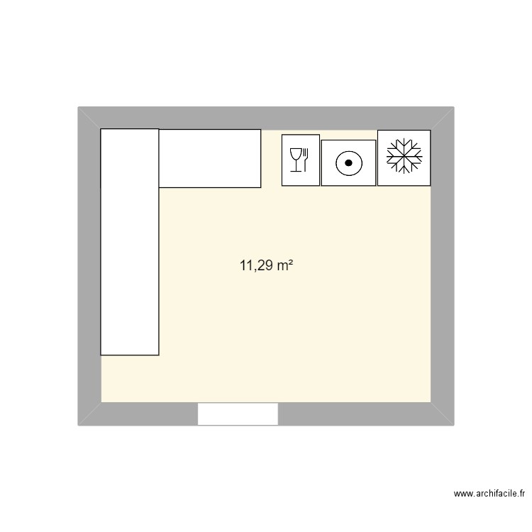 Maison Cuisine. Plan de 1 pièce et 11 m2