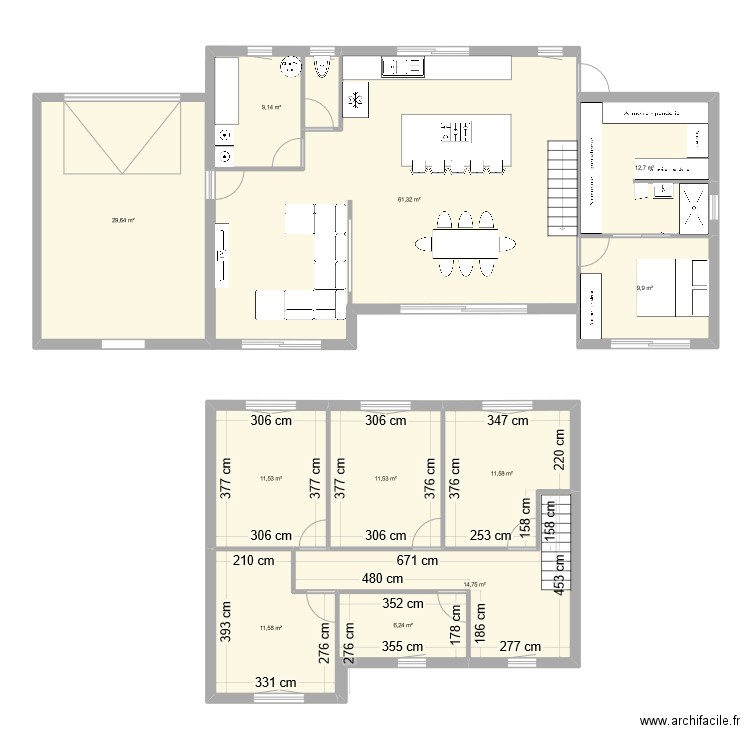 Maison . Plan de 11 pièces et 190 m2