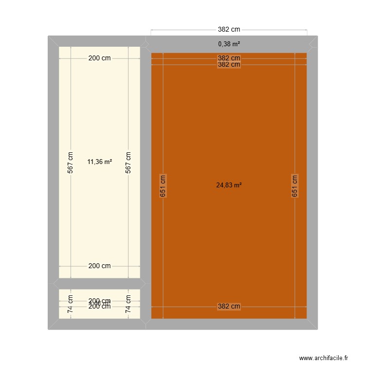 MAISON MORSANG. Plan de 4 pièces et 38 m2