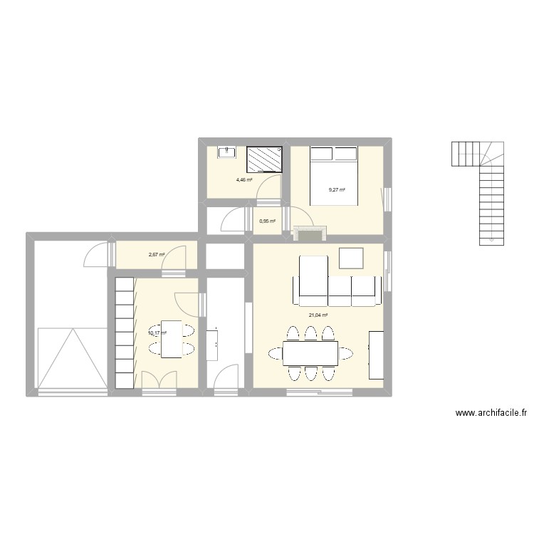 Maison Corps Nuds. Plan de 6 pièces et 49 m2