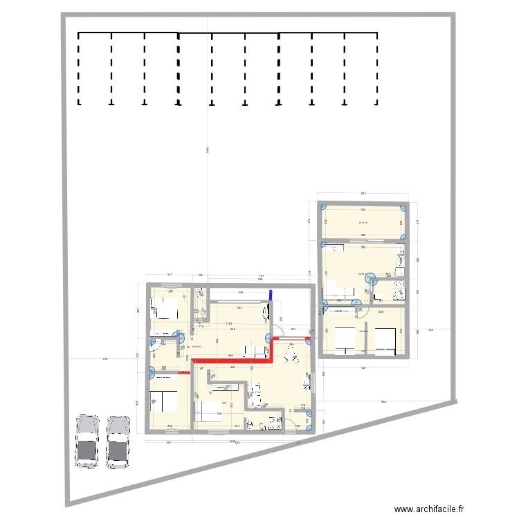 BALATA2. IMPLANTATION. Plan de 5 pièces et 148 m2