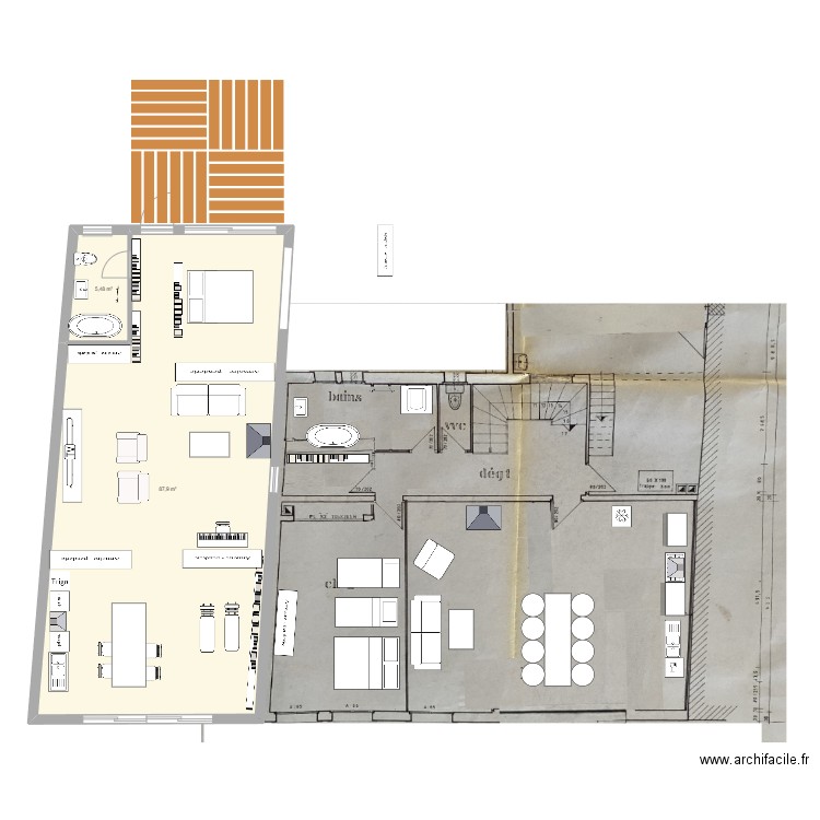 Loft sur garage v3.1. Plan de 2 pièces et 93 m2