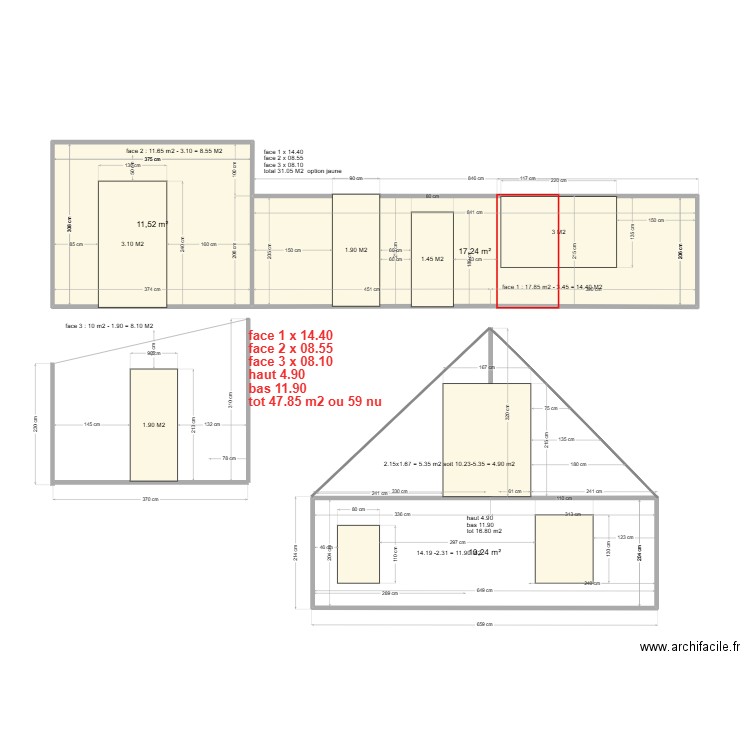 bardage jardin. Plan de 3 pièces et 42 m2