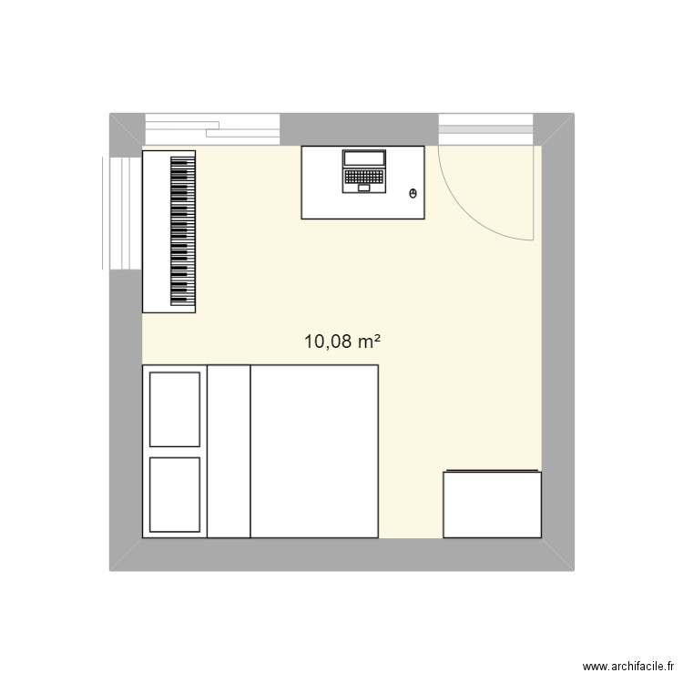 chambre 1. Plan de 1 pièce et 10 m2