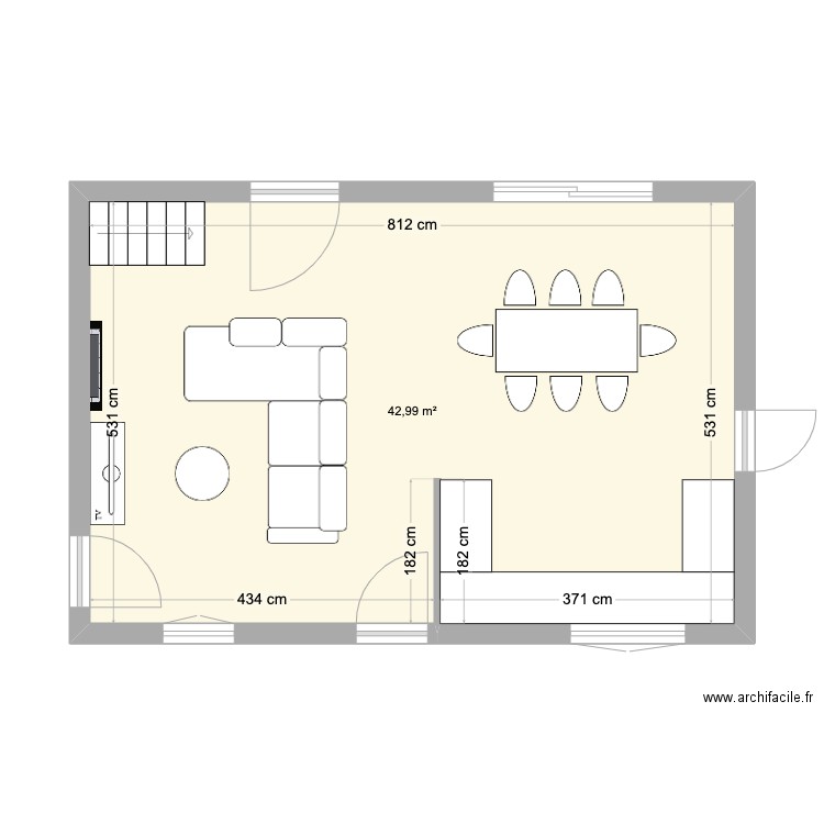 abe concept . Plan de 1 pièce et 43 m2