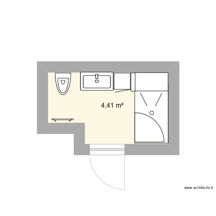 salle de bain pro1. Plan de 1 pièce et 4 m2