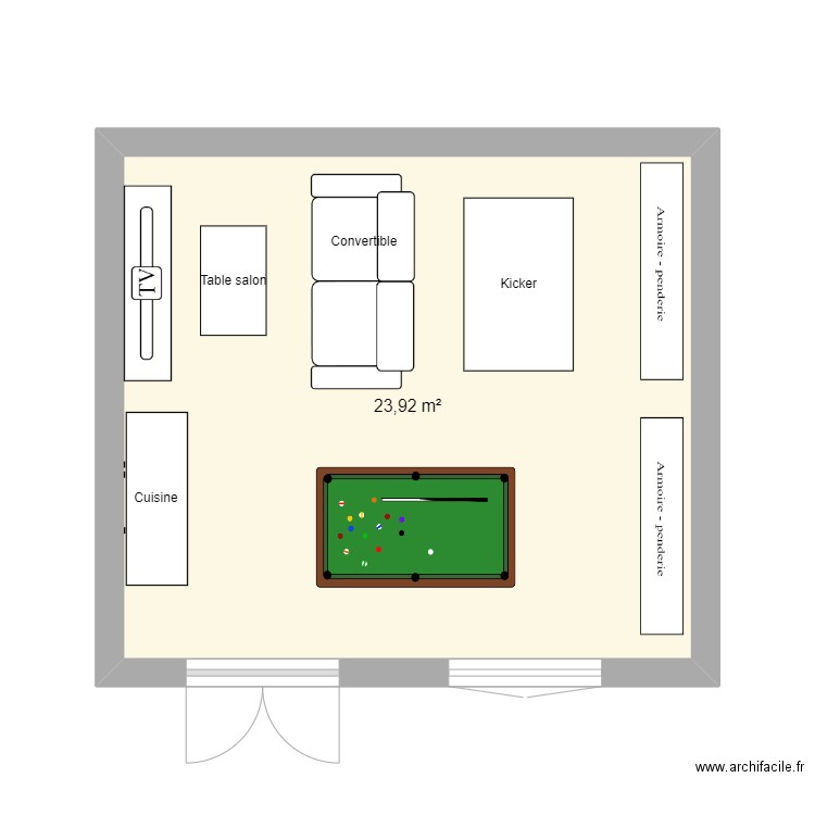 Plan Tom 2024. Plan de 1 pièce et 24 m2