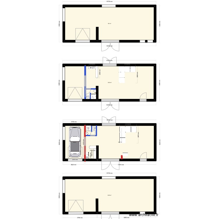 garage. Plan de 5 pièces et 331 m2