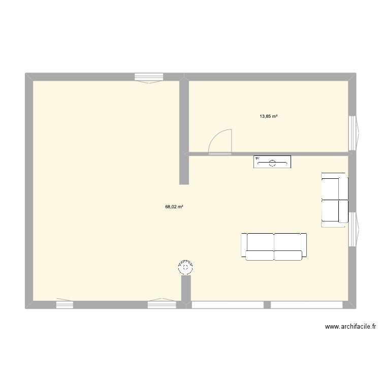 Agrandissement maison. Plan de 2 pièces et 82 m2