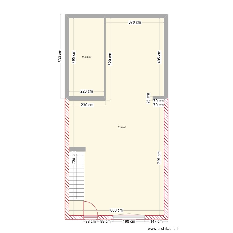 maison. Plan de 2 pièces et 74 m2