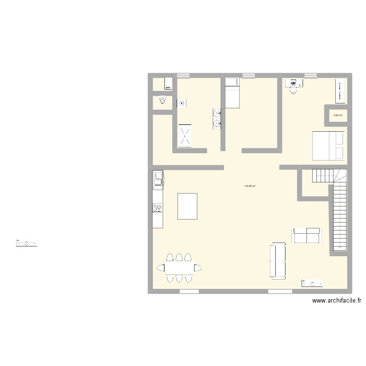 appart. Plan de 2 pièces et 149 m2