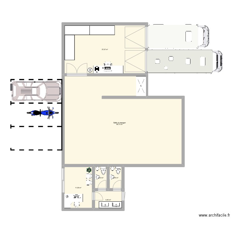 Plan usine projet. Plan de 6 pièces et 149 m2