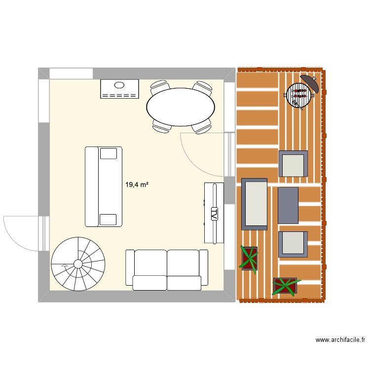 Appartement Samoens. Plan de 1 pièce et 19 m2