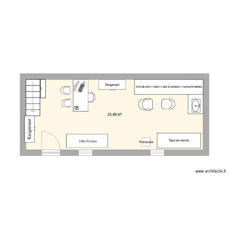 Cabinet1. Plan de 1 pièce et 23 m2