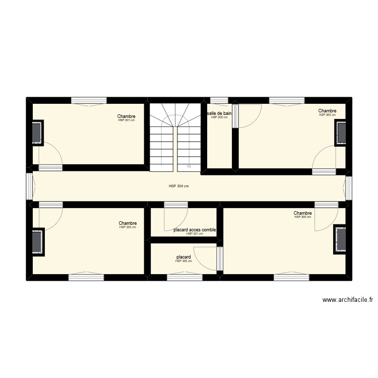 Etage 1. Plan de 8 pièces et 56 m2