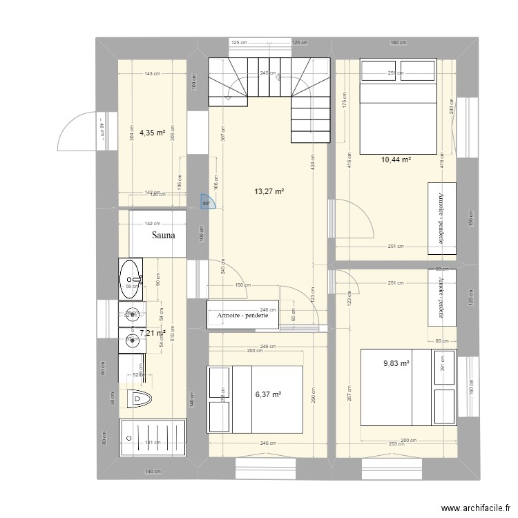 Praloup  reconstruction Sept sauna dte. Plan de 7 pièces et 98 m2