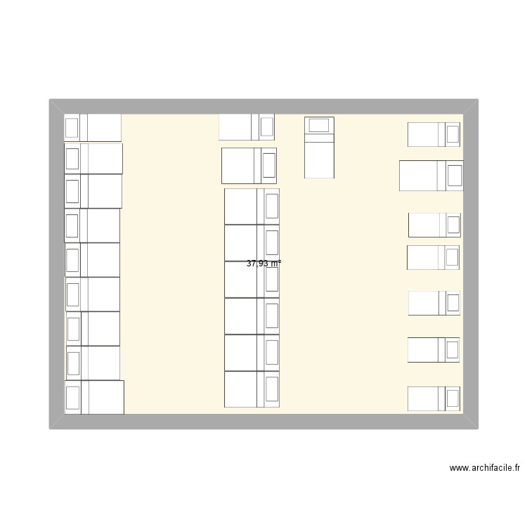 plan sieste. Plan de 1 pièce et 38 m2