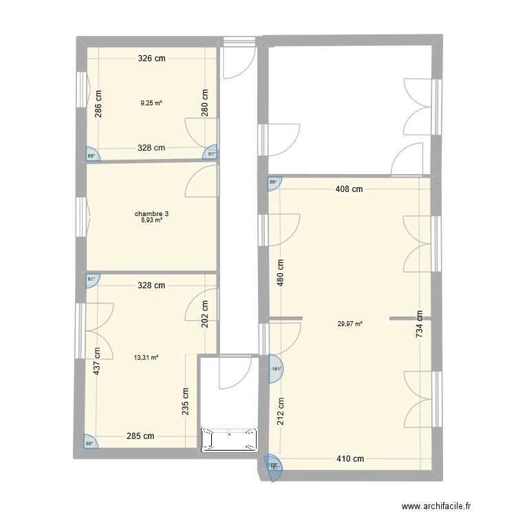 Plan bis. Plan de 4 pièces et 61 m2