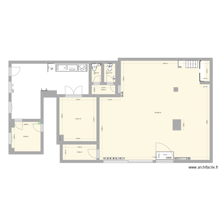 open space SERVAN. Plan de 8 pièces et 144 m2