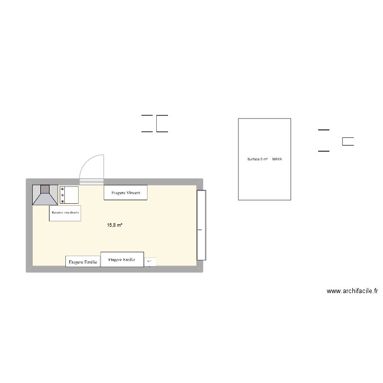 garage Existant. Plan de 1 pièce et 16 m2