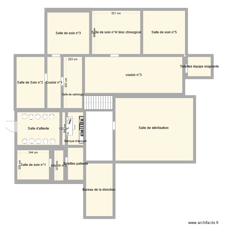 Cabinet Abbou Cohen . Plan de 16 pièces et 265 m2