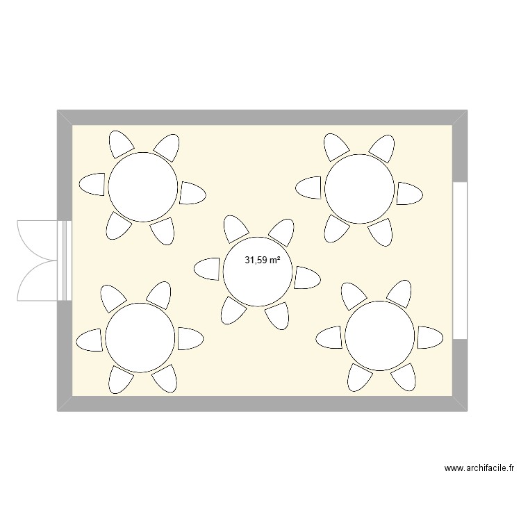 Salle poutre. Plan de 1 pièce et 32 m2