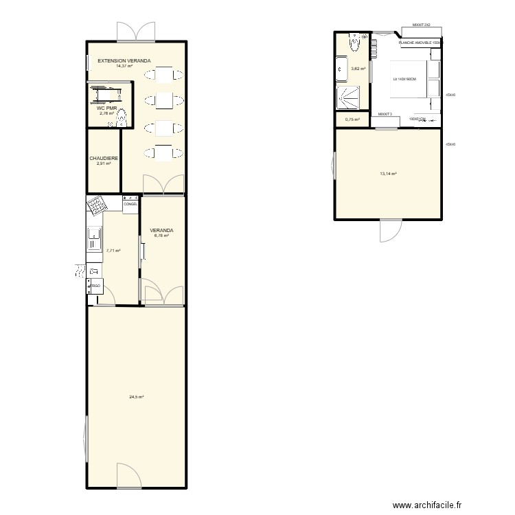 LOC NIORT. Plan de 9 pièces et 77 m2