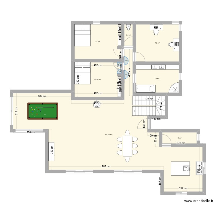 terrier antoine. Plan de 7 pièces et 135 m2