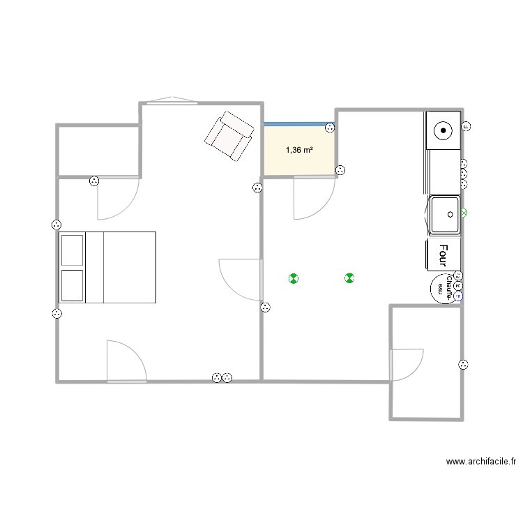 appartement nantes. Plan de 1 pièce et 1 m2