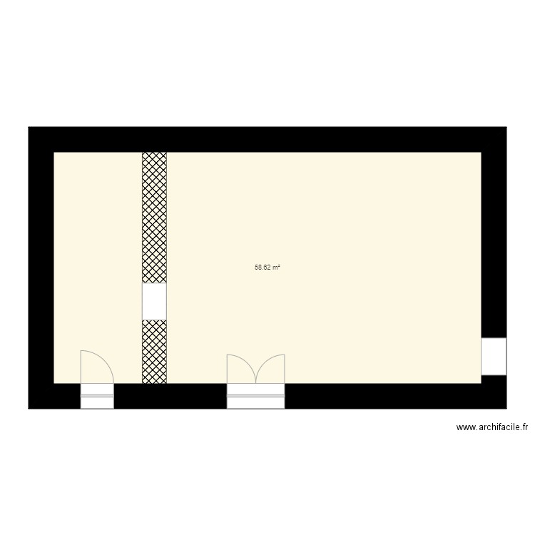 la villee. Plan de 1 pièce et 59 m2