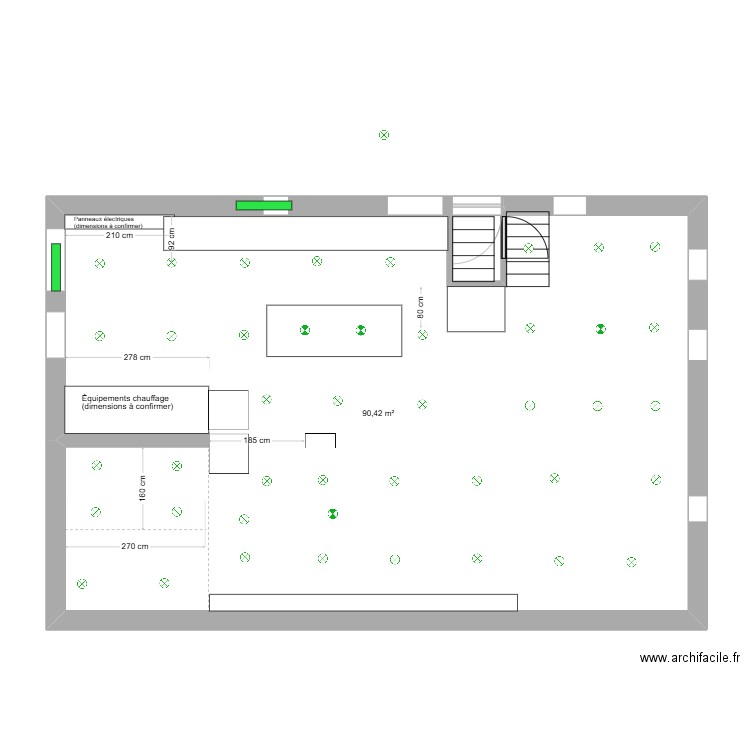 1er étage-pour lumieres. Plan de 1 pièce et 90 m2