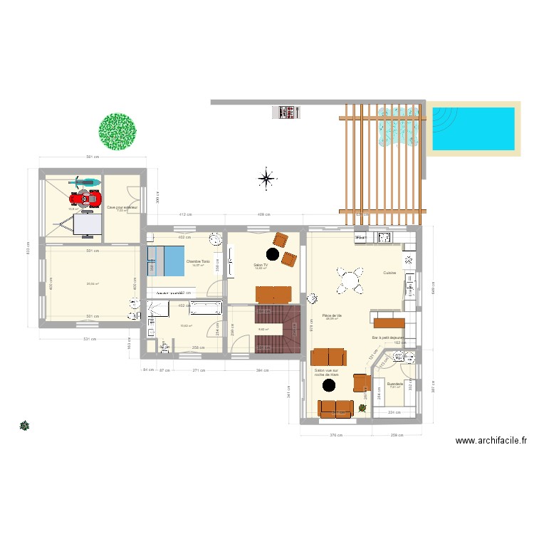 Troisgots 31 bis. Plan de 23 pièces et 240 m2