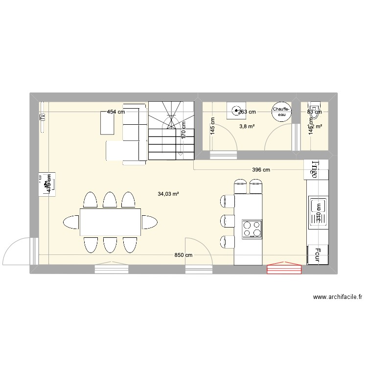 Maison Plougonven. Plan de 3 pièces et 39 m2